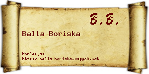Balla Boriska névjegykártya